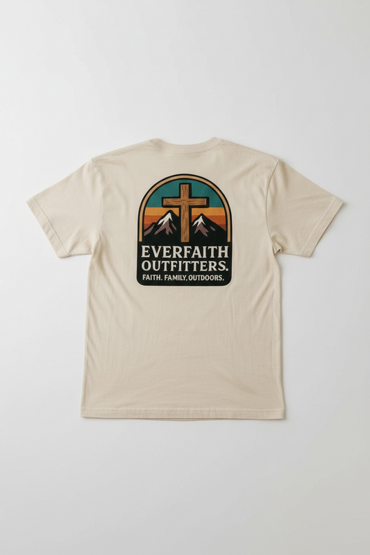 EverFaith Christian Outdoor T-Shirt – Cross & Mountain Graphic Tee for Men & Women